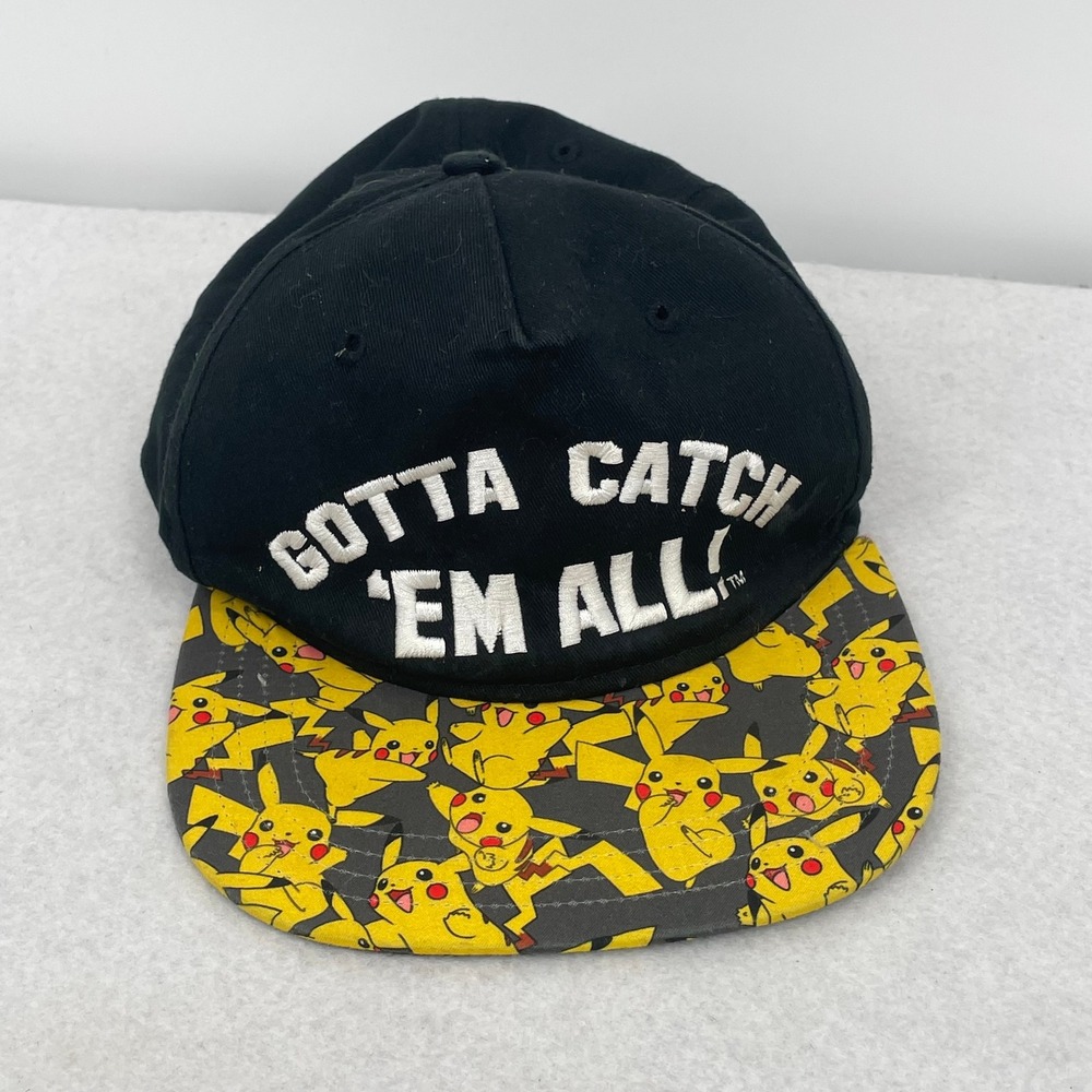 Pokemon Youth Snapback Hat Gotta Catch Em All Pikachu Print Black Cap 2017